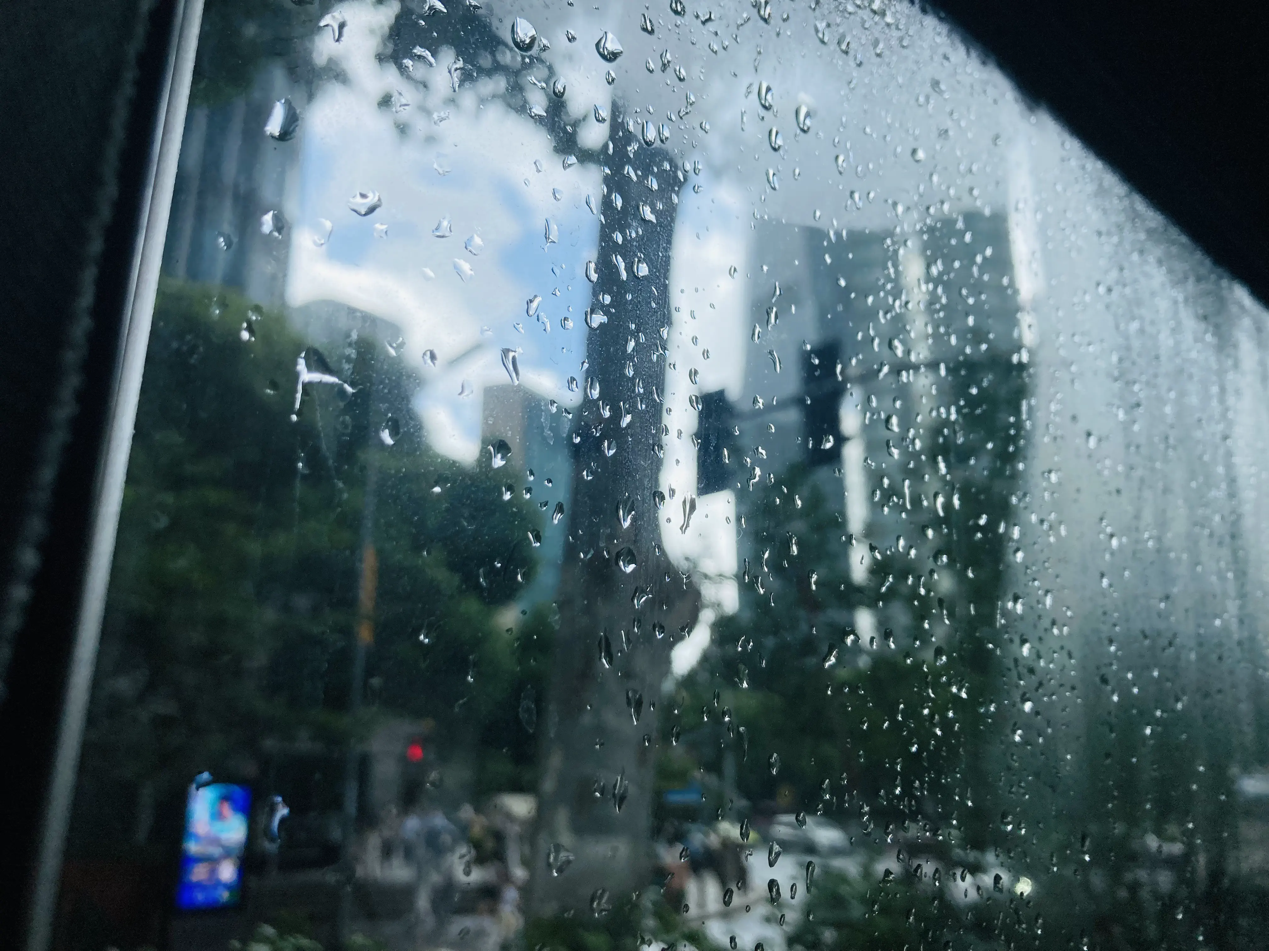 雨后的公交车窗