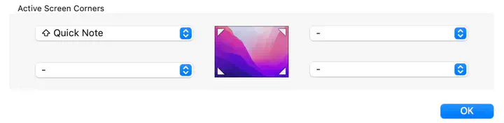 类似 macOS 的触发角